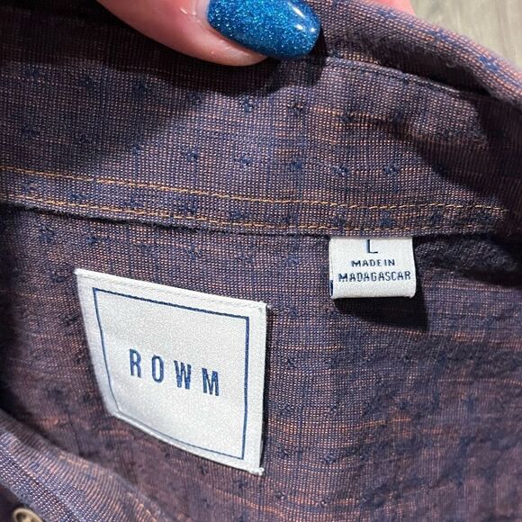 ROWM Button Down Shirt Long Sleeves Collared Pocket Heathered Purple Orange L - Picture 2 of 4